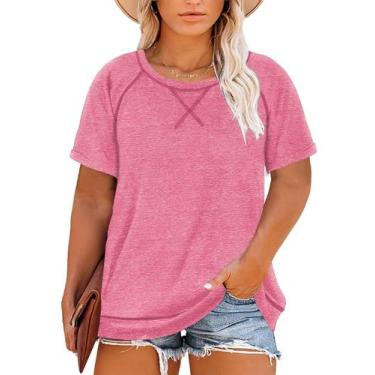 Imagem de Túnica Happy Sailed Summer de manga curta plus size rosa