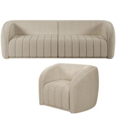 Imagem de Kit Sofá 5 Lugares Para Sala De Estar 332 Cm Com 01 Poltrona Lazio M03