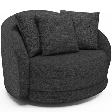 Imagem de Poltrona Decorativa Para Sala De Estar Base Giratória Witta M03 Linho 