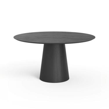 Imagem de Mesa De Jantar Redonda 150cm Scandi 8 Lugares Lamina Natural De Madeira Preto
