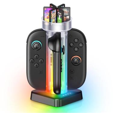 Imagem de Base de carregamento RunSnail Switch 2 JoyCon 4 controladores 6 slots 