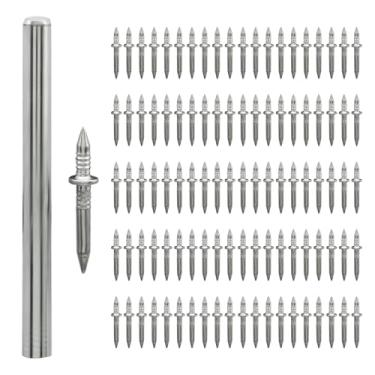 Imagem de Waziaqoc, 200 peças de fio de rodapé de cabeça dupla, prego sem costura, rodapé de madeira maciça, pregos com cabeça de escala de inclinação dupla, instala rodapés, com ferramenta de manga de unha de