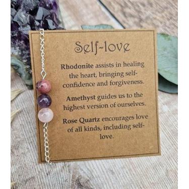 Imagem de Pulseiras femininas com pedras de cristal de energia curativa, conjunto de pulseiras com contas naturais, joias ajustáveis, presentes, One Size, Pedra Cristal, Sem Pedra Preciosa