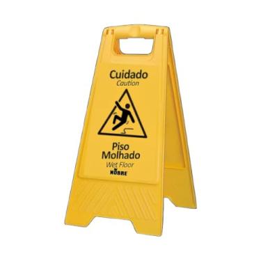 Imagem de Placa de Segurança Indicativa “Cuidado: Piso Molhado” Nobre