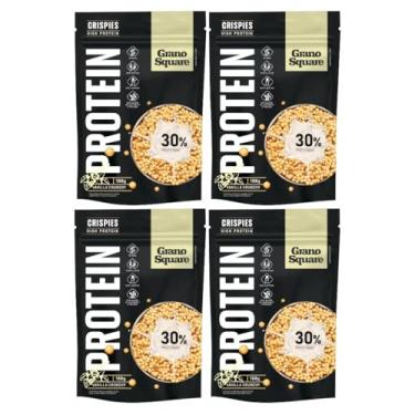 Imagem de Kit 4 Crispies Vanilla Crunchy Protein Vegano, s/Glúten, s/Açúcar Baunilha Proteína 180g | Grano Square