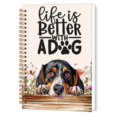 Imagem de TWRVI Caderno espiral para presentes de Dachshund, presentes de dachshund para mulheres, caderno pautado para faculdade de cães, material escolar de escritório, Life is Better With a Dog Cadernos de