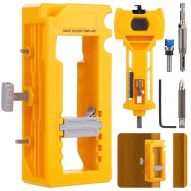 Imagem de Modelo de encaixe de dobradiça de porta, kit de instalação de fechadura de porta, kit de gabarito de dobradiça de porta, kit de instalação de trava de porta e dobradiça de porta, configuração simples