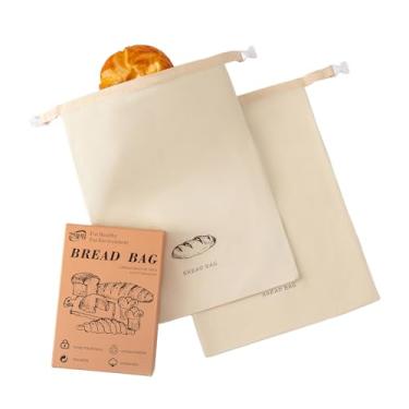 Imagem de Zypb Pacote com 2 sacos de pão de cera de abelha reutilizáveis para massa fermentada e pão caseiro, algodão ecológico grande de 43 x 33 cm, mantém o pão fresco por mais tempo, seguro para congelador