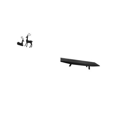 Imagem de Fenteer Elegante Conjunto de Estatueta de Veado de Resina E Bandeja de Servir de Madeira Rústica para Decoração de Casa, Sala de Estar, Mesa de Jantar, Despen