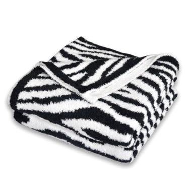 Imagem de MULNRO Cobertor preto e branco com estampa de leopardo para sofá, cadeira de estar, cobertor de lã de Natal, 127 x 152 cm (cr-c03)