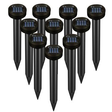 Imagem de Estaca de dissuasão movida a energia solar 10P repelente de toupeiras, pontas sônicas se livrar de cobra, marmota, esquilo, vole, veado, repelente para gramados, jardim e quintal, preto
