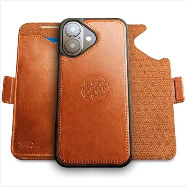 Imagem de Dreem for iPhone 17 Case Wallet, Revolutionary Phone Stand, Vegan Leather, MagSafe-Fit, Magnetic Detachable Flip Cover, RFID Blocking Card Holder, Gift-Box [Fibonacci:Caramel]