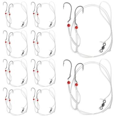 Imagem de LUMINFLY Conjunto de equipamentos de pesca de surfe: 10 peças de pompano, robalo, equipamento de água salgada de alta/baixo, flutuadores sensíveis, ganchos Mustad 3/0 - perfeito para bacalhau, pargo