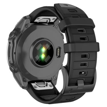 Imagem de Velocarer Pulseira de silicone QuickFit de 26 mm para Garmin Fenix 8/7X/7X Pro/6X/6X Pro/5X/5X Plus (51 mm), Epix Pro 51 mm, Tactix 8/7/7 Pro, para smartwatch Enduro 3/2, preto e cinza carvão