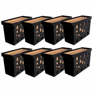 Imagem de 8 Caixa Arquivo Móvel Preto + 6 Pastas Suspensas Kraft Dello