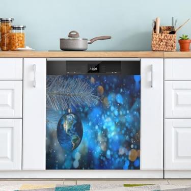 Imagem de ATTX Capa de ímã de lava-louças Christmas Earth, 58,4 cm C x 66 cm A, decoração da capa da máquina de lavar louça, decalques de armário doméstico e eletrodomésticos adesivos #223