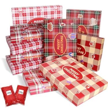 Imagem de Tlenpo Pacote com 16 caixas de presente de Natal a granel com tampas e fragmentos de papel de ráfia, grandes caixas de presente decorativas para roupões, suéter, camisa, roupas, presente de Natal, 4