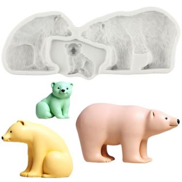 Imagem de MYPRACS Molde de silicone para fondant de urso polar para decoração de bolos de açúcar, topo de cupcake, pasta de goma de chocolate, argila de polímero