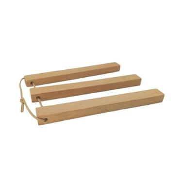 Imagem de FytStycale Jogo americano de madeira antiderrapante, centro de mesa dobrável com isolamento térmico para tigelas, pratos e utensílios. Decoração para mesa de