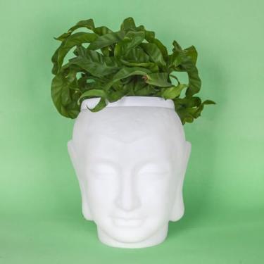 Imagem de Cachepot Mestre Buda Branco – Vaso Decorativo Zen | Para Plantas e Suculentas
