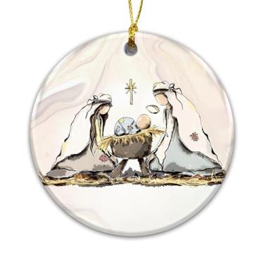 Imagem de Ornamento de presépio 2025 – Ornamento da Sagrada Família – Lembrança do Bebê Jesus de Maria José – Decoração de Natal Religiosa Cristã – Presente de Fé Inspiradora para Crentes, Igreja, Família