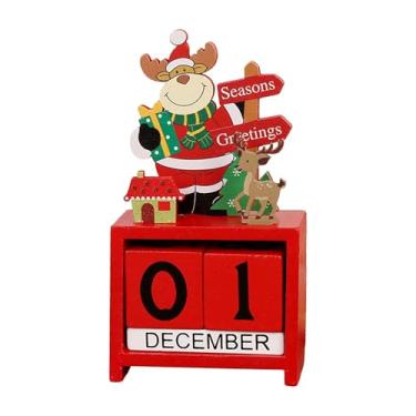 Imagem de predolo Calendário de Contagem Regressiva de Natal, de Mesa, Enfeite de Natal Rústico com Blocos Numéricos para Quarto, Escritório, Sala de Estar - Presentes, Style a