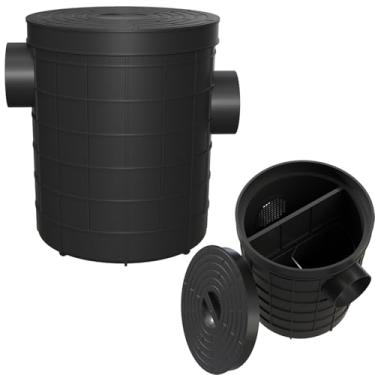 Imagem de Bacia de bomba de depósito, balde de bomba perfurado com furos perfurados, bacia de depósito perfurada com tampa para pias de cozinha, bomba de esgoto, espaços de rastreamento, quintais, pátios