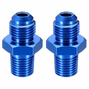 Imagem de HARFINGTON 2 peças 6AN macho para 1/10.2 cm NPT macho adaptador de alargamento reto tubo adaptador de encaixe de linha de mangueira de combustível de alumínio para veículos, azul