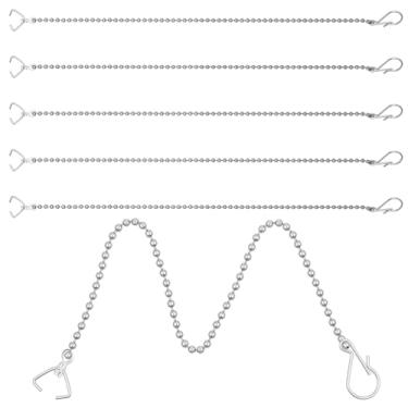 Imagem de Lnngub 6 peças kit de substituição de corrente de vaso sanitário, corrente de melindrosa de vaso sanitário de 29 cm de aço inoxidável, correntes de elevação de melindrosa com gancho e anel, alças