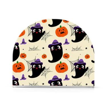 Imagem de Wassud Porta-guardanapos de acrílico fofo Black Ghosts, dispensador de guardanapo de papel moderno em forma de U para mesa, cozinha, sala de jantar, bancada 1 peça (comporta 50-60 guardanapos)