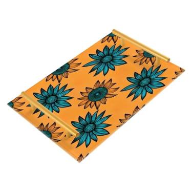 Imagem de Wassud Girassóis vibrantes bandeja de banheiro joias acrílicas bandejas de perfume com alça de maquiagem bandeja de cômoda quarto cozinha balcão mesa, 30 x 20 cm