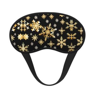 Imagem de Máscara de dormir blecaute com estampa de flocos de neve de Natal dourada, máscara de luz macia, para dormir, meditação, viagem, ioga