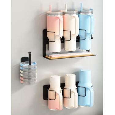 Imagem de CACHOLIV Suporte magnético de copo para geladeira, 30 organizador de copos Stanley de 1,134 g com tampa e armazenamento de palha, organizador de copo, armazenamento de garrafa de água (pacote com 2)