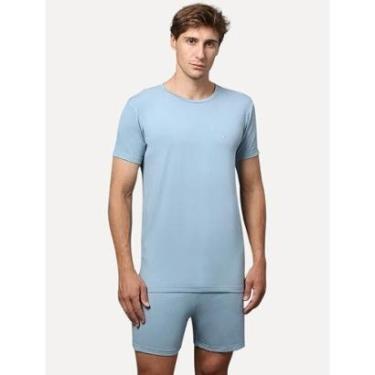 Imagem de Pijama Calvin Klein Curto Bermuda Modal CK Logo Grande Azul Claro-Masculino
