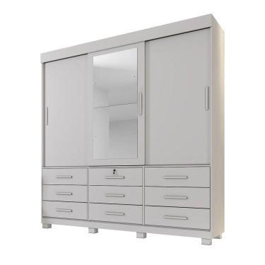 Imagem de Guarda-roupas Londres 3 Portas 9 Gavetas Com Espelho Benetil Branco