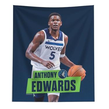 Imagem de Northwest NBA Minnesota Timberwolves Anthony Edwards Wall Hanging, pôster para quarto de meninos e meninas, arte de parede de basquete, 127 x 152 cm