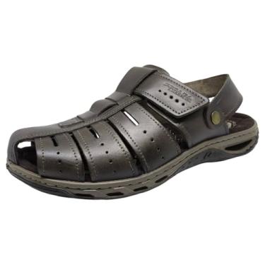 Imagem de Sandália Masculina Conforto Macio Resistente Couro Pegada