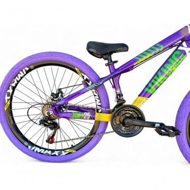 Imagem de Bicicleta Aro 26 Vikingx Tuff Freeride 21v Aro Vmaxx Freio A Disco Garfo Suspensão Pneu Flame Roxo-amarelo-Verde X25