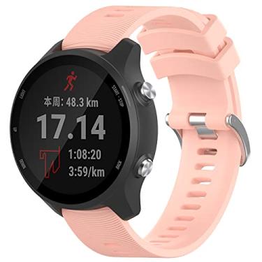 Imagem de Anuoli Pulseira de relógio Garmin Forerunner 245/645/55, silicone macio de 20 mm para Galaxy Watch 6/5/4, para Garmin Venu/Venu Sq/Vivomove HR/Vivoactive 3/245 Music/645 Music Smartwatch (rosa)
