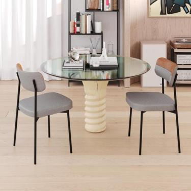 Imagem de Cadeira de Jantar Mynna Tecido Mesclado Est.Preta - Metalig