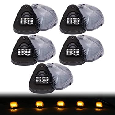 Imagem de TMH 5 peças de luz âmbar com lentes fumegantes de 9 cm com 16 luzes de LED para cabine de LED para picape Super Duty 1999-2016 Ford E-150 E-250 E-350 Trailers Cabine 12V DC