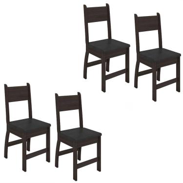 Imagem de Kit De 4 Cadeiras Milano Com Tecido Em Material Sintetico Amendoa/preto