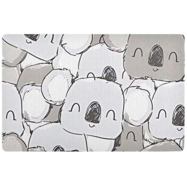 Imagem de Tapete de entrada personalizado fofo urso coala cinza engraçado tapete de entrada impermeável decoração de varanda antiderrapante tapetes internos 81 x 50 cm