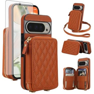 Imagem de Asuwish Capa de celular para Google Pixel 9/9 Pro/10/10 Pro 5G com protetor de tela de vidro temperado, alça transversal com bloqueio de RFID, suporte para cartão Pixel9 9Pro/Pixel10 10Pro Nine Ten