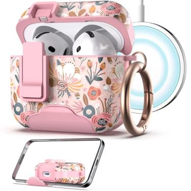 Imagem de wenew Capa compatível com AirPods 4ª geração com suporte de telefone, clipe, compatível com carregador Magsafe, capa magnética para iPod 4ª geração (vermelha)