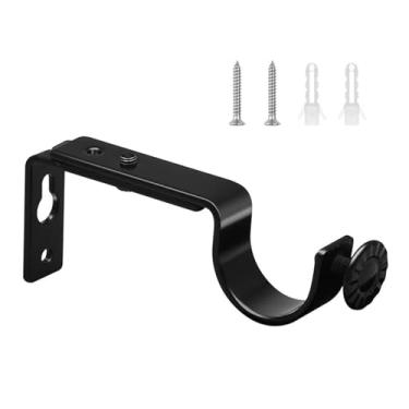 Imagem de Pacote com 1 suporte de varão de cortina resistente, suporte de varão de cortina ajustável de 2,5 cm para parede, carga máxima de 16 kg para sala de estar e quarto