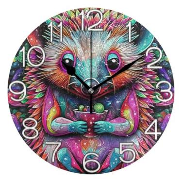 Imagem de Relógio de parede analógico decorativo estético silencioso sem tique-taque relógio de cozinha fofo, arte de parede moderna legal decoração de casa linda tinta de mouse, 25 cm, ponteiros dourados