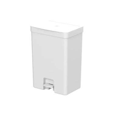 Imagem de Lixeira para cozinha dupla com pedal para coleta seletiva orgânico reciclável OU Trium 30 litros branca