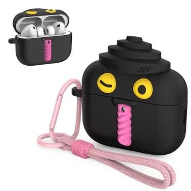 Imagem de OAJ Capa divertida para AirPods com cordão e mosquetão, design legal de personagem 3D, capa protetora à prova de choque para AirPods Pro 3 (Wink)