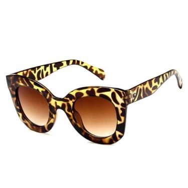 Imagem de Óculos de Sol Femininos Candy Colors Cat Eye com Proteção UV400 para Esportes ao Ar Livre, Corrida e Ciclismo, Estampa de Leopardo Marrom